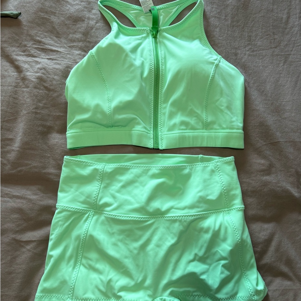 Fabletics never worn neon green bathing suit